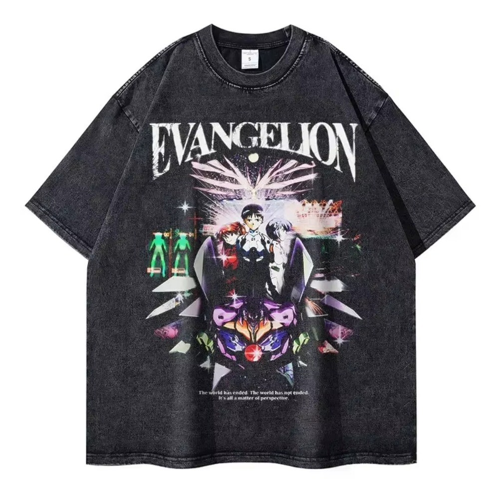 오버사이즈 남성 티셔츠 의류 EVA 애니메이션 스트리트 - Streetwear Brand Shirts 리뷰 및 가격